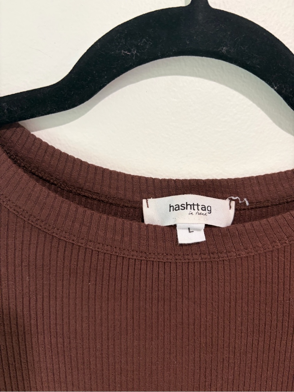 Hashttag Ribbed Long Sleeve Crop Top - Picture 2 of 4